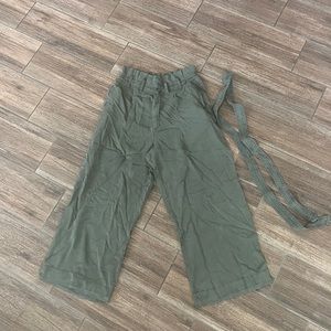 Anthropologie Green Paper Bag Pants